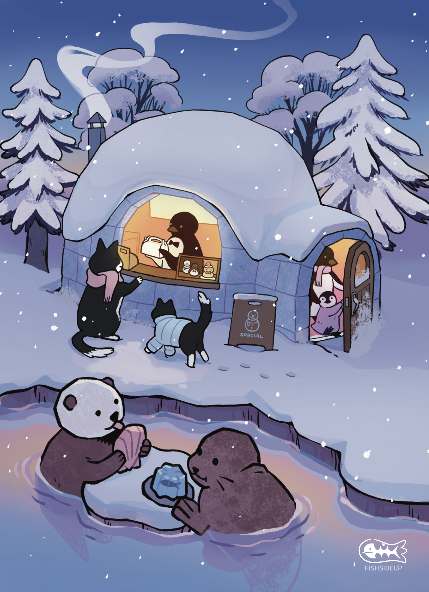 Tuxedo Café Postcard Print