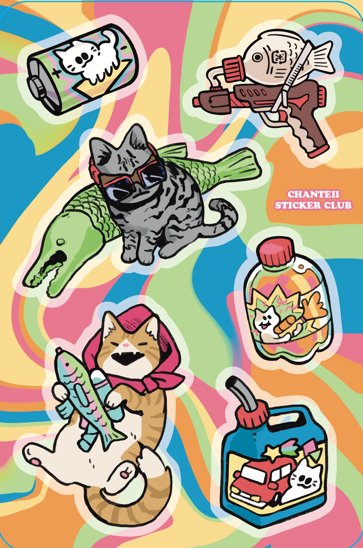 Fish Guns Stickers Sheet