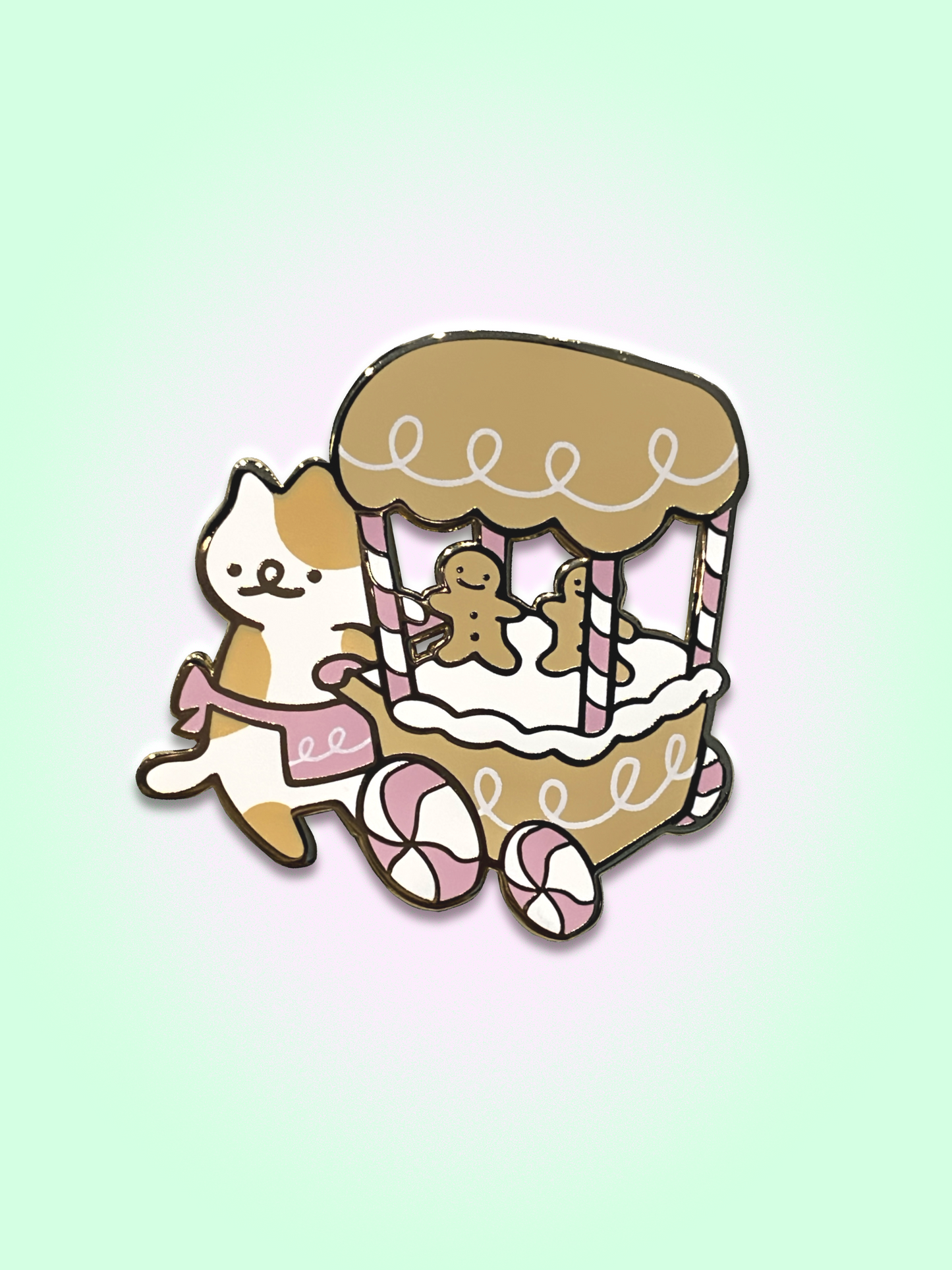 Gingerbread Cart Enamel Pin