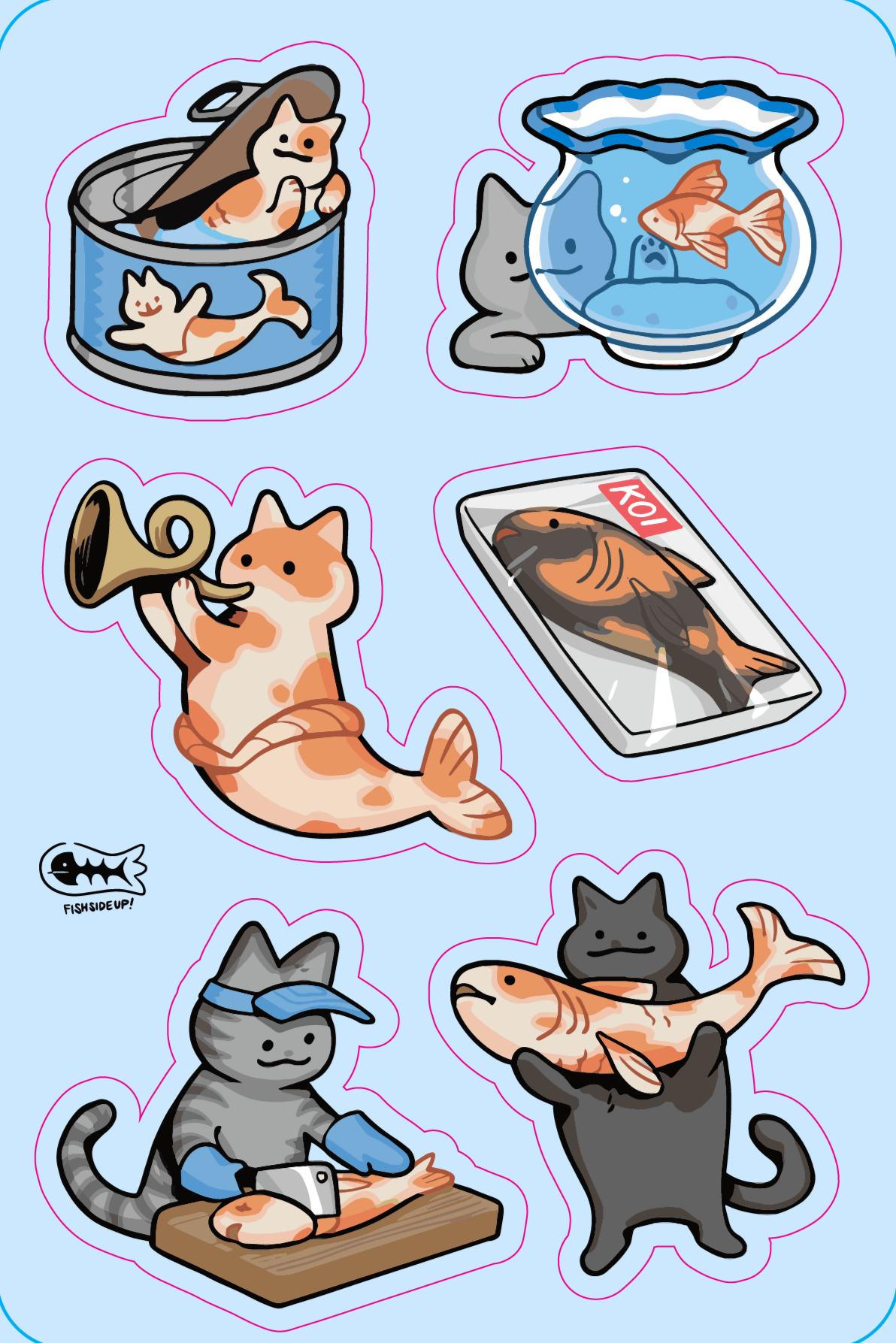 Koi Fish Cat Stickers