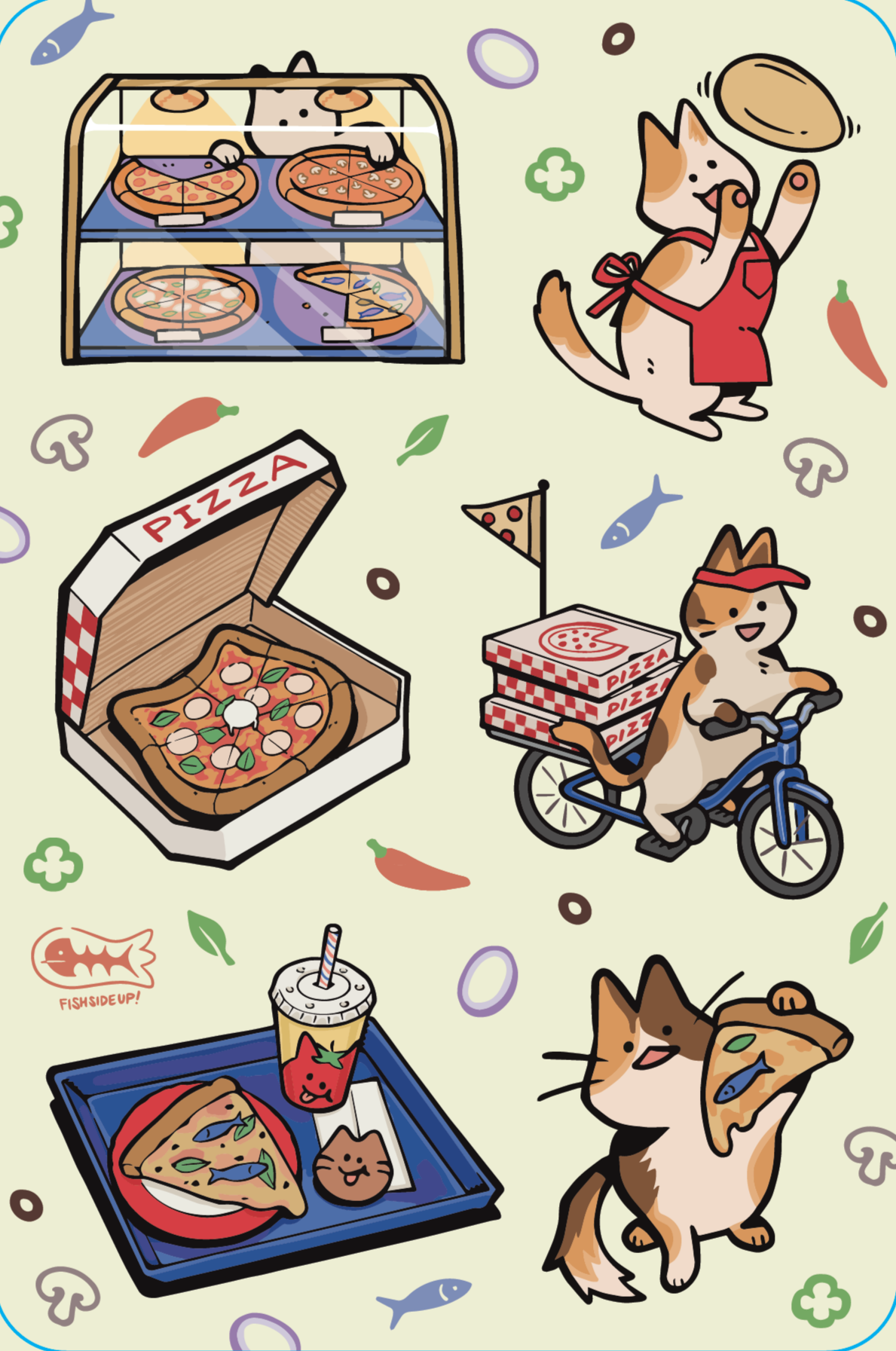 Pizza Cats Sticker Sheet