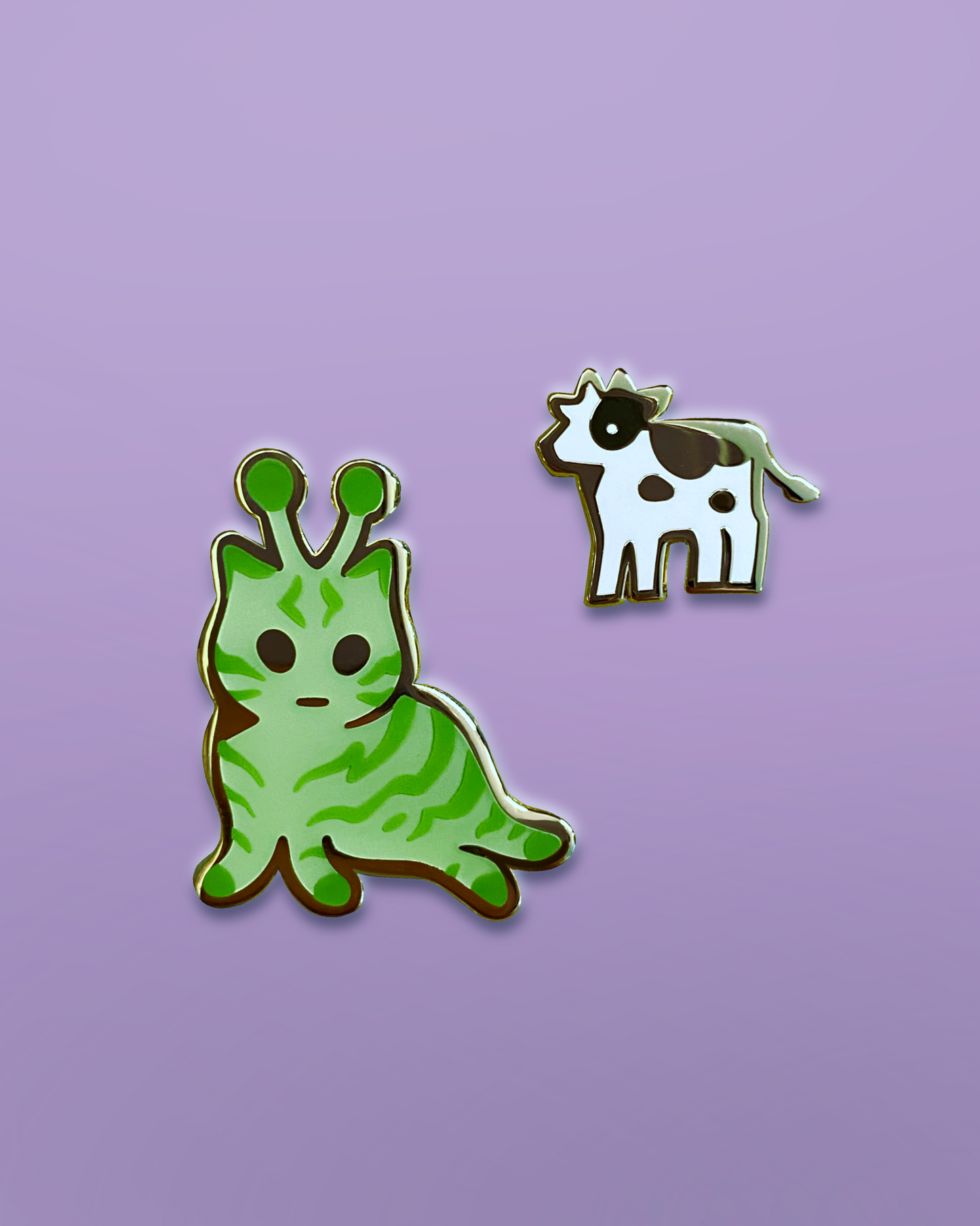 Alien + Cow Mini Pins Set