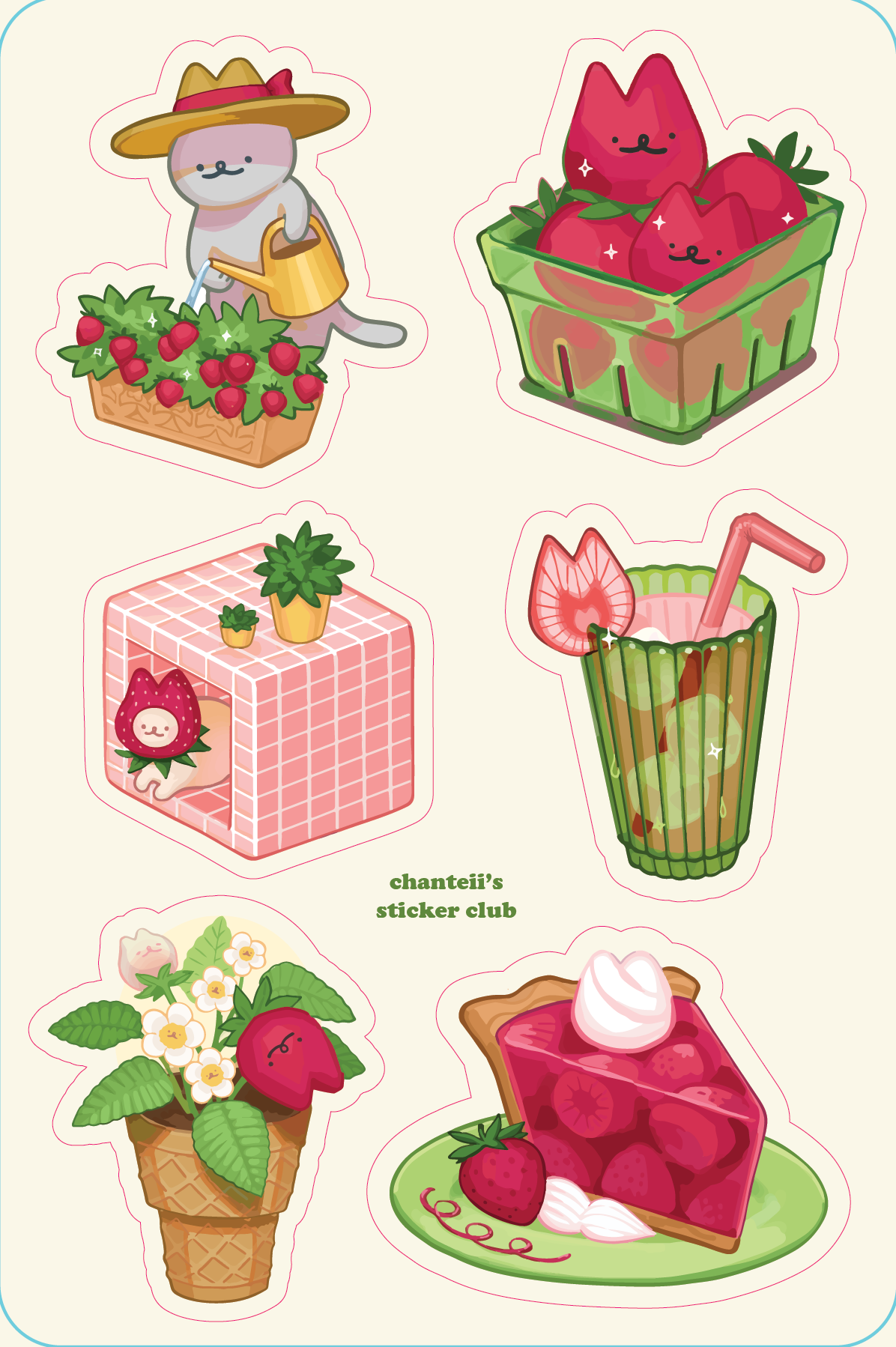 Strawberry Cat Stickers