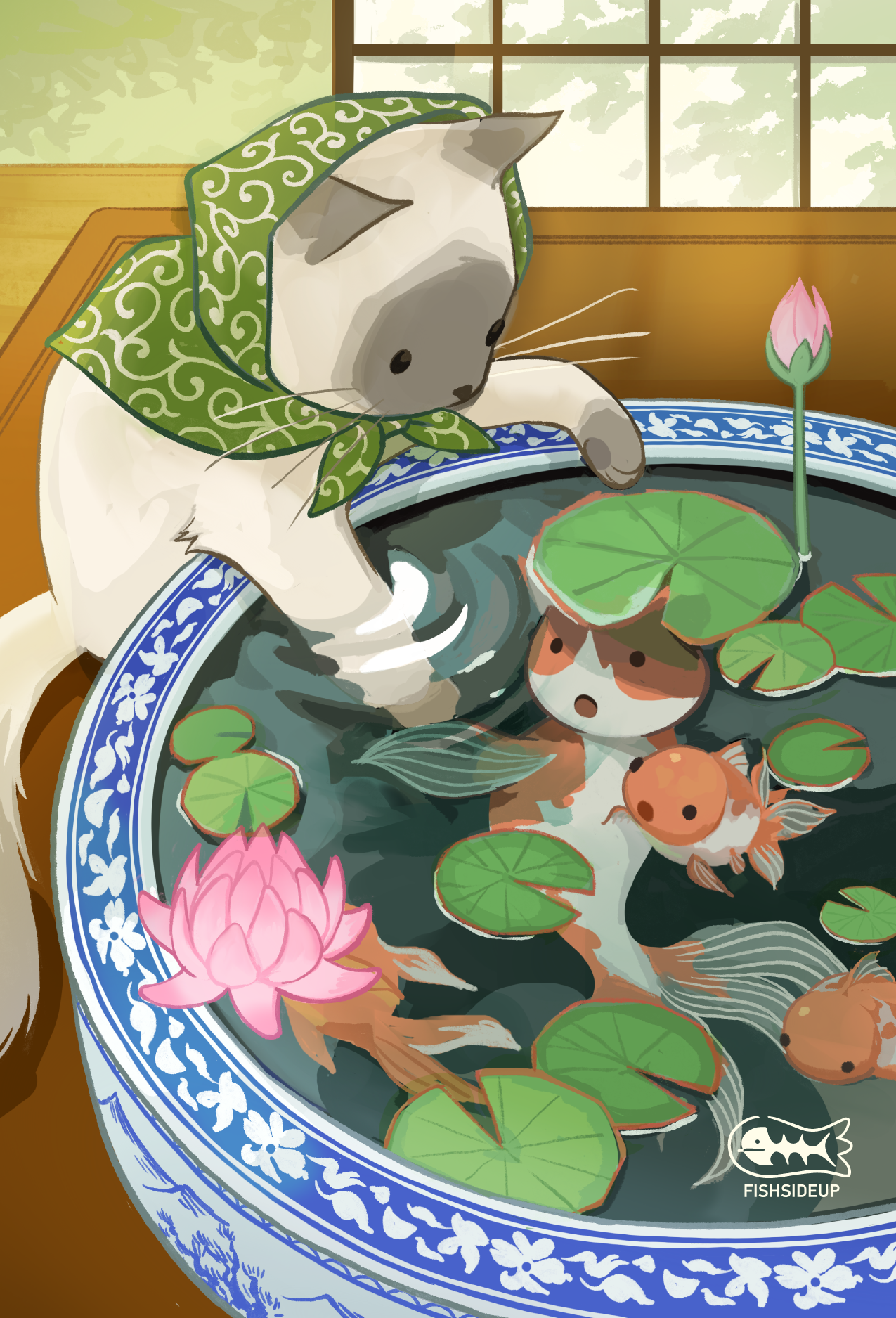 Lucky Koi Postcard Print
