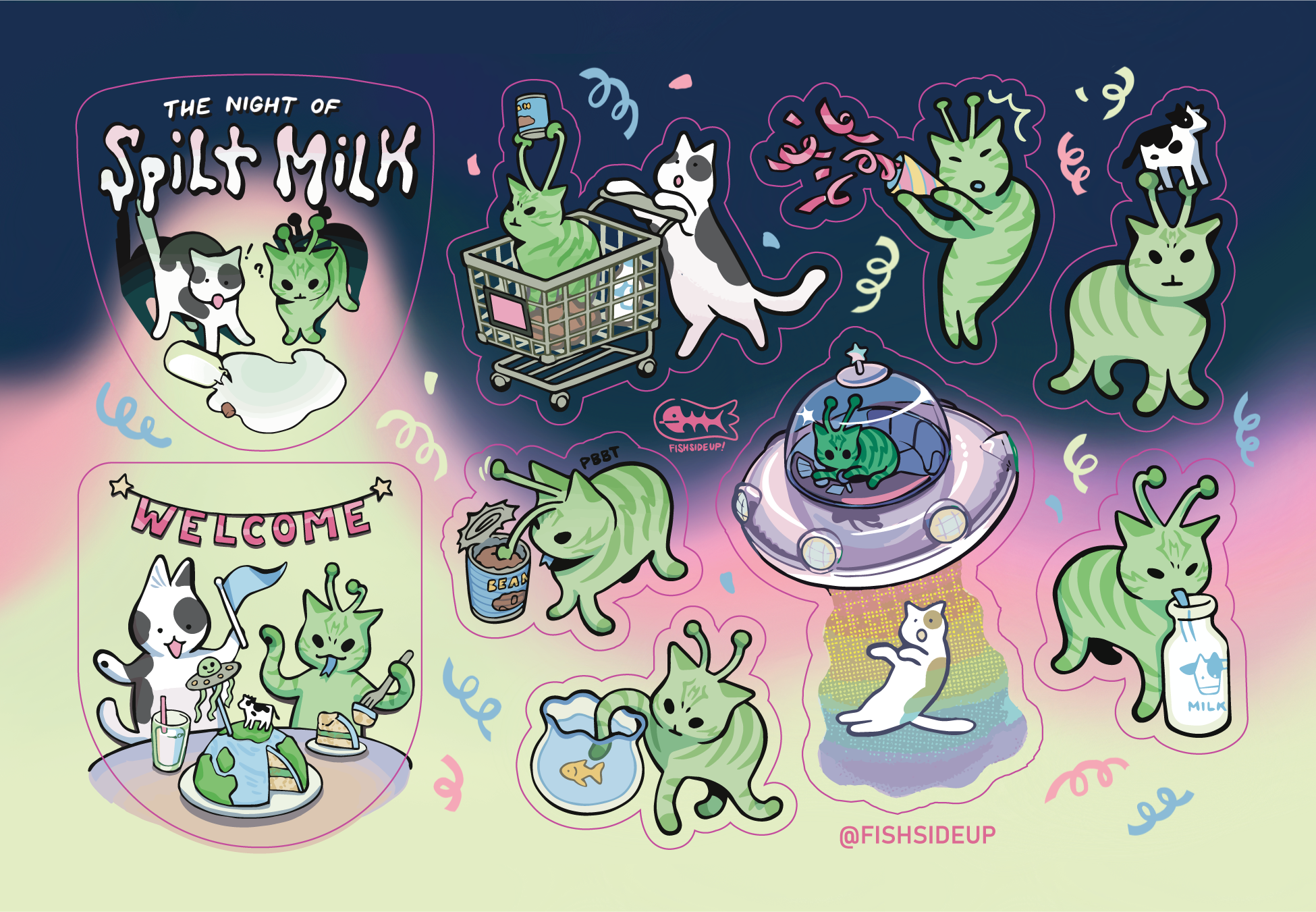 Welcome Aliens! Sticker Sheet – Fish Side Up