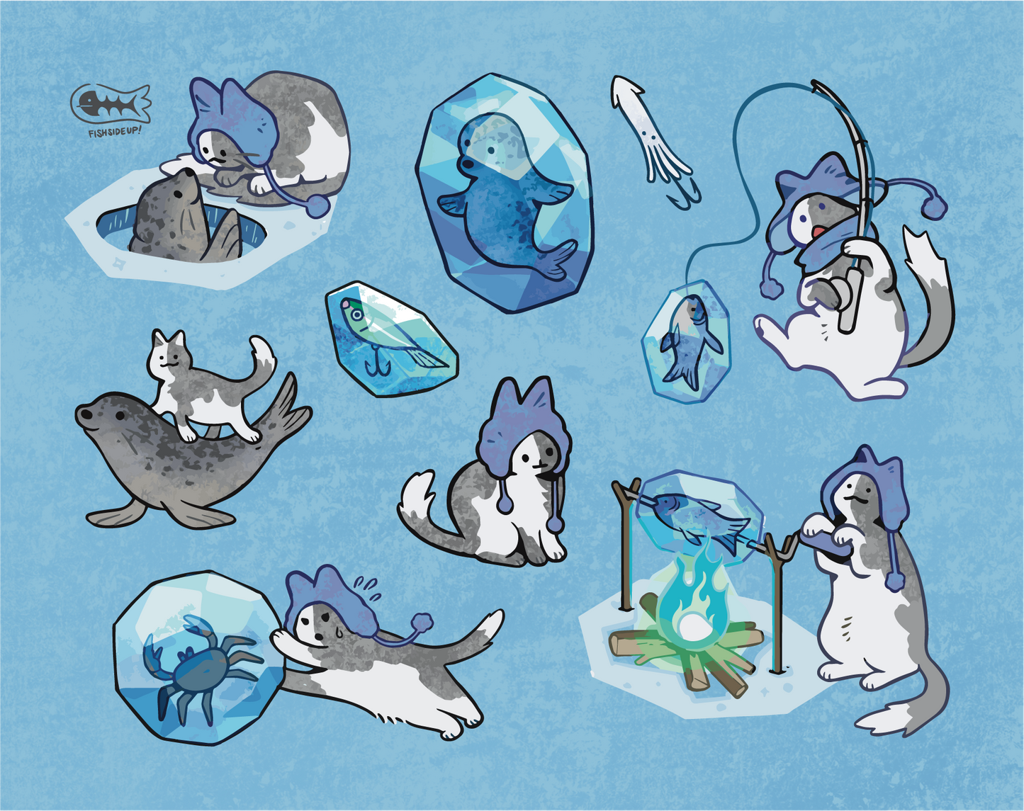 Ice Fishing Sticker Sheet