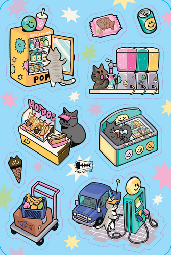 Gas Station Stickers Sheet