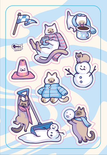 Snowy Winter Cat Stickers