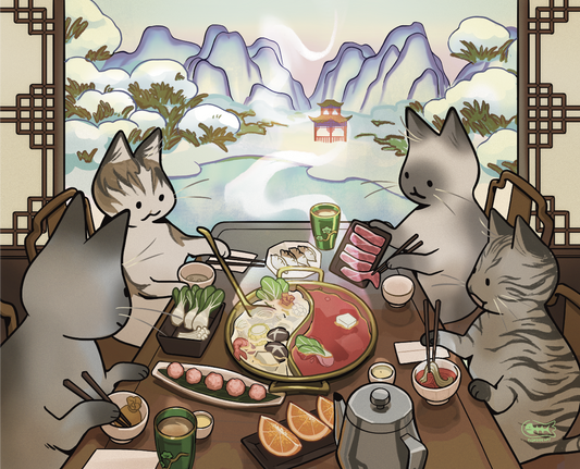 Hot Pot Cats Print