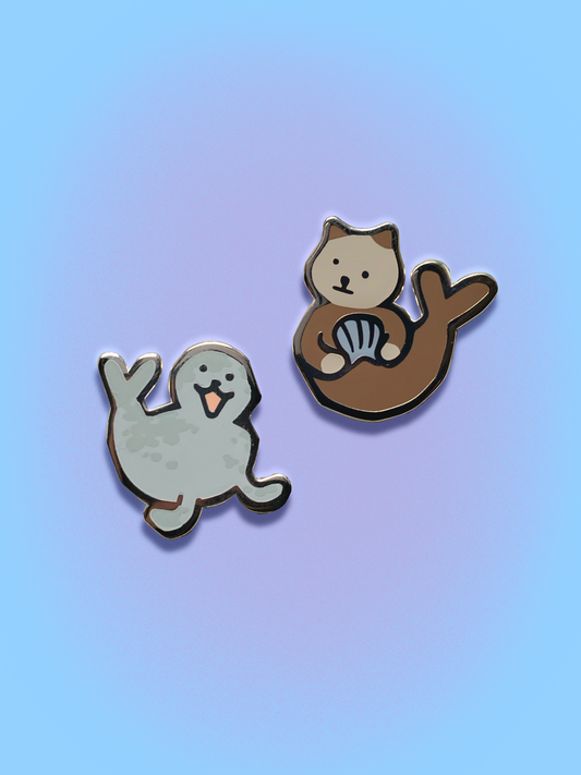 Seal + Otter Mini Enamel Pins Set