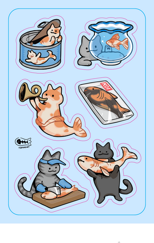 Koi Fish Cat Stickers