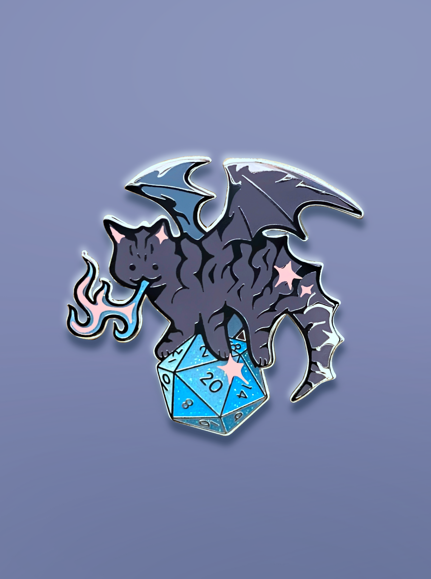 Dragon Dice Cat Enamel Pin