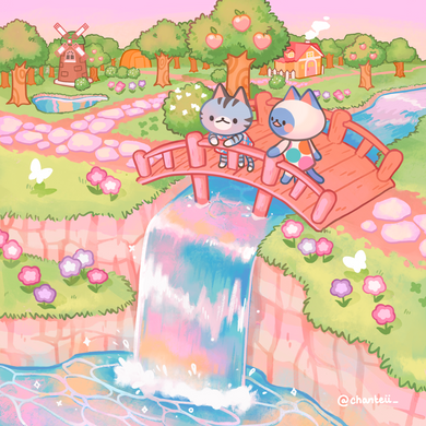 Animal Crossing Waterfall Print