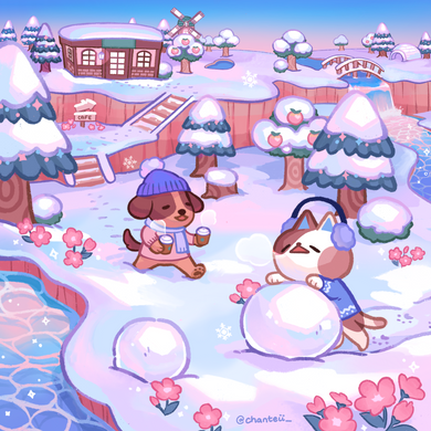 Animal Crossing Winter Snow Print