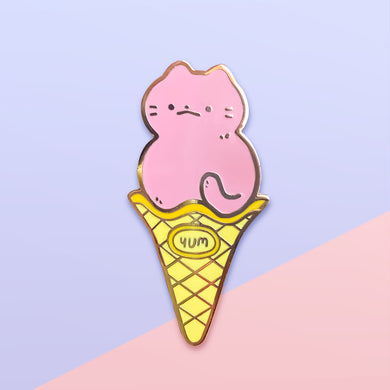 Strawberry Meow Ice Cream Enamel Pin